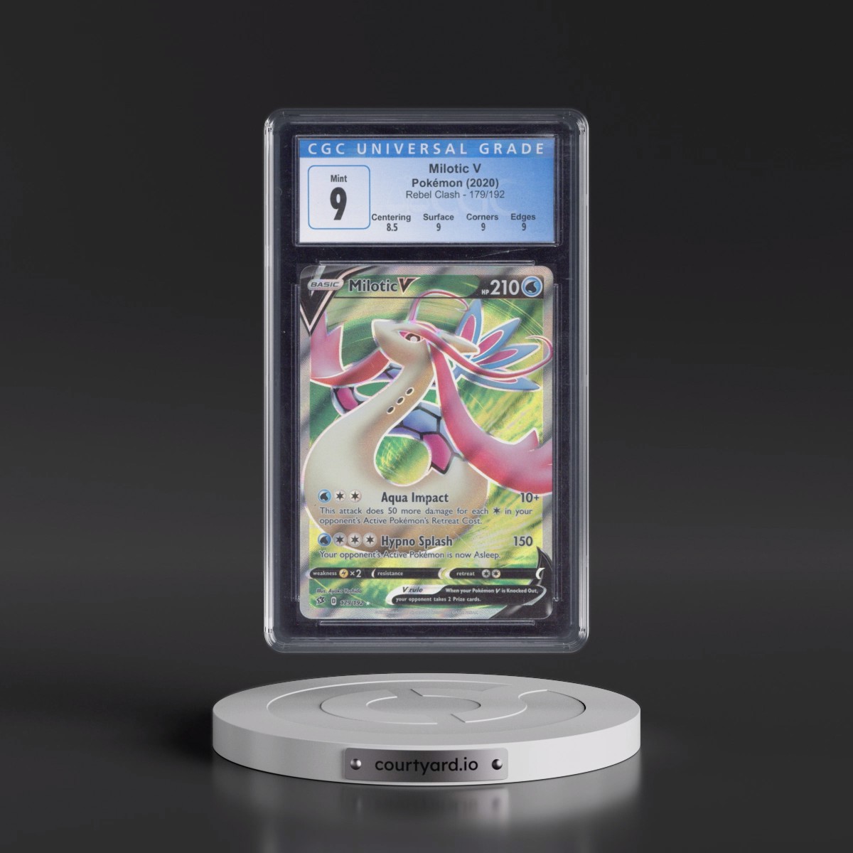 2020 Rebel Clash #179/192 Milotic V - Ultra Rare Holo (CGC 9 MINT)