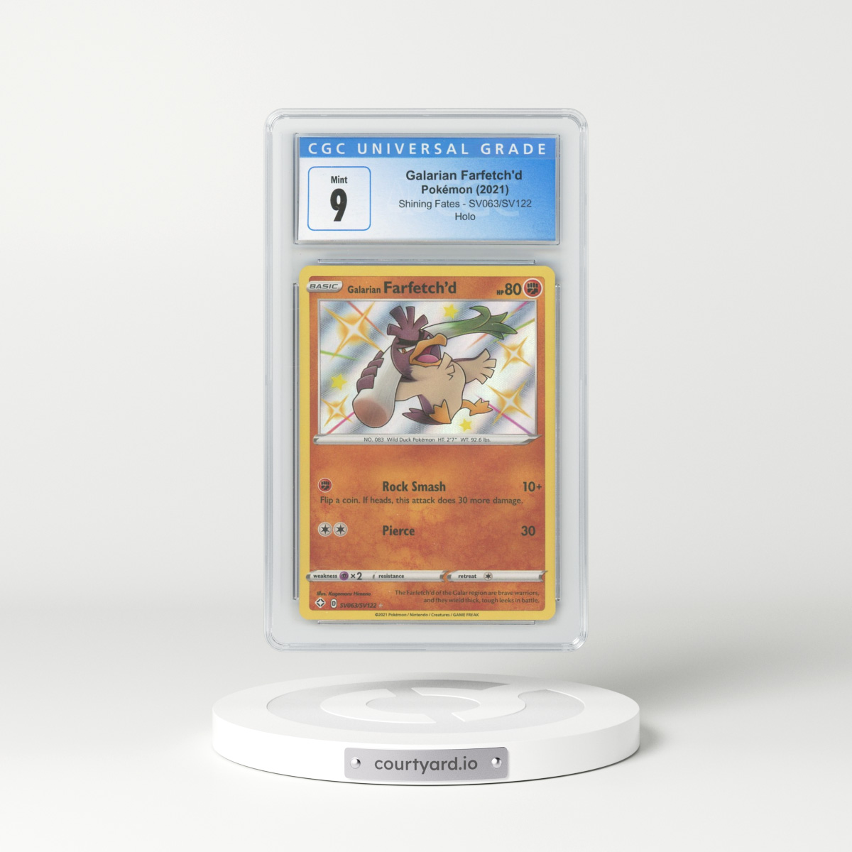 2021 Shining Fates #SV063 Galarian Farfetch'd - Shiny Rare Holo (CGC 9 MINT)