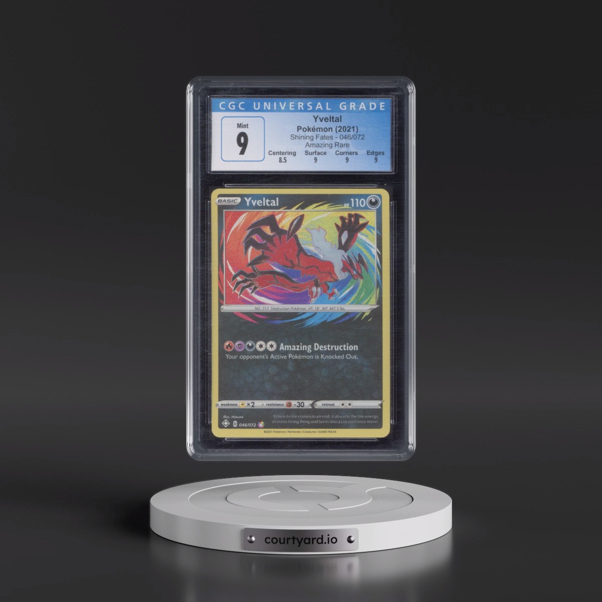 2021 Shining Fates #046/072 Yveltal - Amazing Rare Holo (CGC 9 MINT)