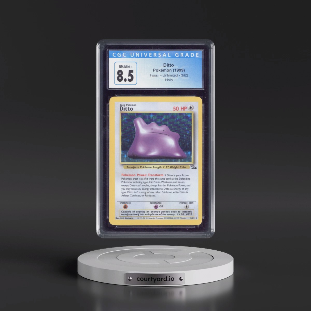 1999 Fossil #3/62 Ditto - Galaxy Star Holo (CGC 8.5 NM-MT+)