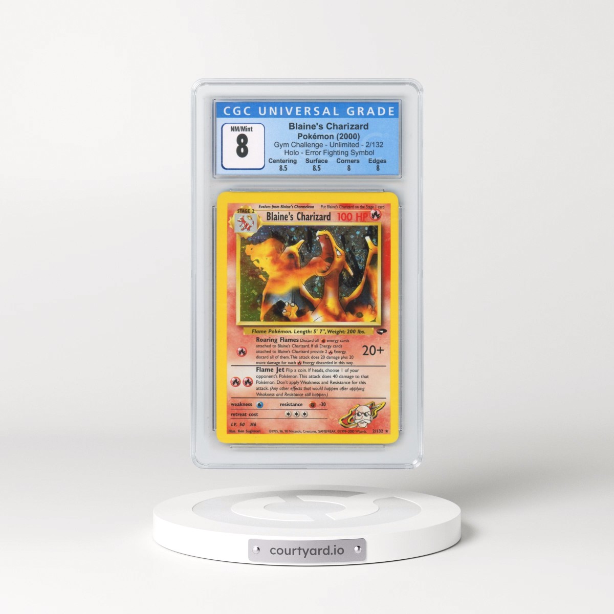 2000 Gym Challenge #2/132 Blaine's Charizard - Holo Error Fighting Symbol (CGC 8 NM-MT)