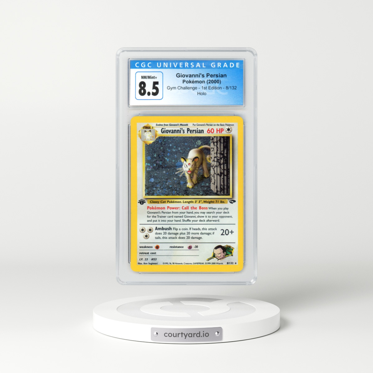 2000 Gym Challenge #8/132 Giovanni's Persian - 1st Edition Holo (CGC 8.5 NM-MT+)