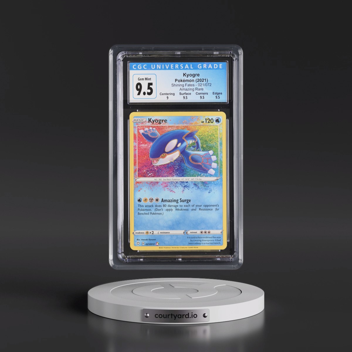 2021 Shining Fates #021/072 Kyogre - Amazing Rare Holo (CGC 10 GEM MINT)