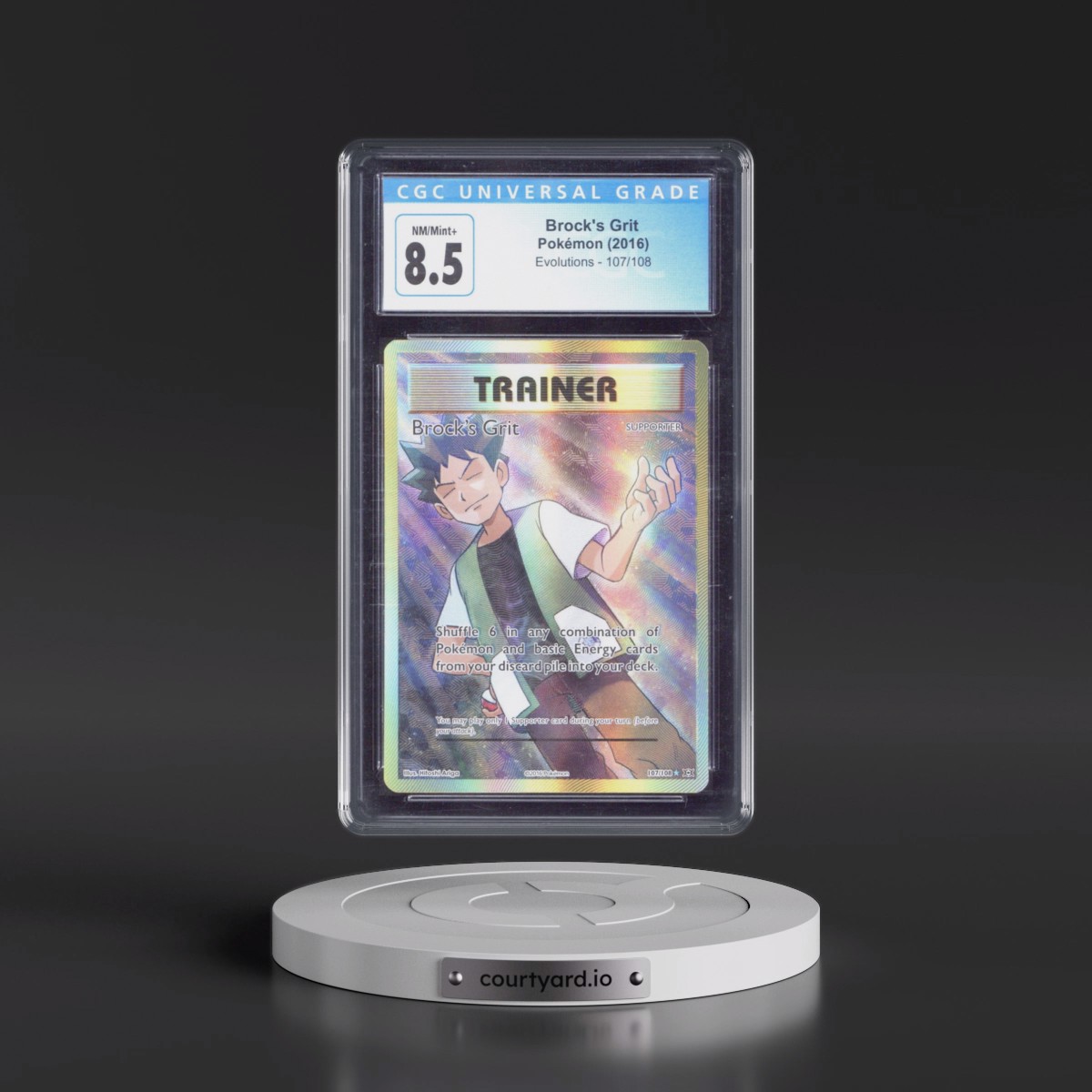 2016 Evolutions #107/108 Brock's Grit - Ultra Rare Holo (CGC 8.5 NM-MT+)