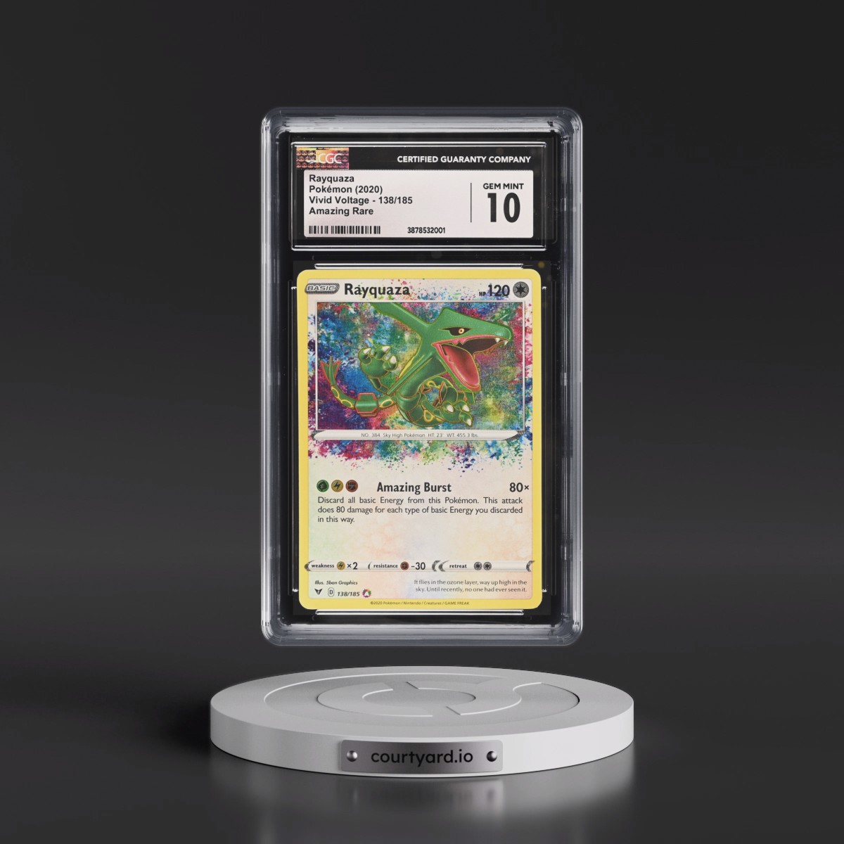 2020 Vivid Voltage #138/185 Rayquaza - Amazing Rare Holo (CGC 10 GEM MINT)