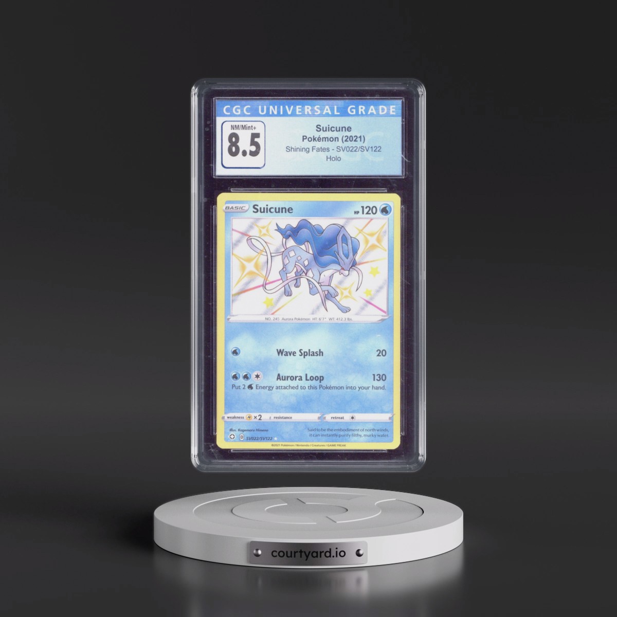 2021 Shining Fates #SV022/SV122 Suicune - Shiny Vault Holo (CGC 8.5 NM-MT+)