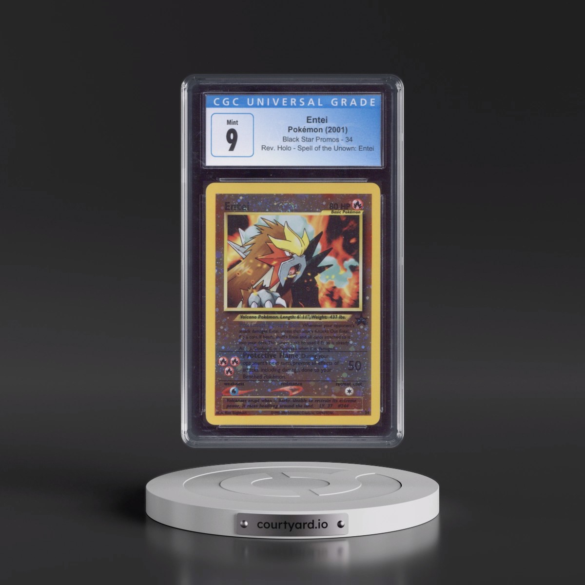 1999 Black Star Promos #34 Entei - Reverse Holo Spell of the Unown: Entei () (CGC 9 MINT)