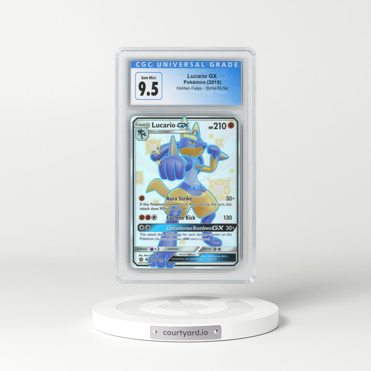 2019 Hidden Fates #SV64/SV94 Lucario GX - Holo (CGC 10 GEM MINT)