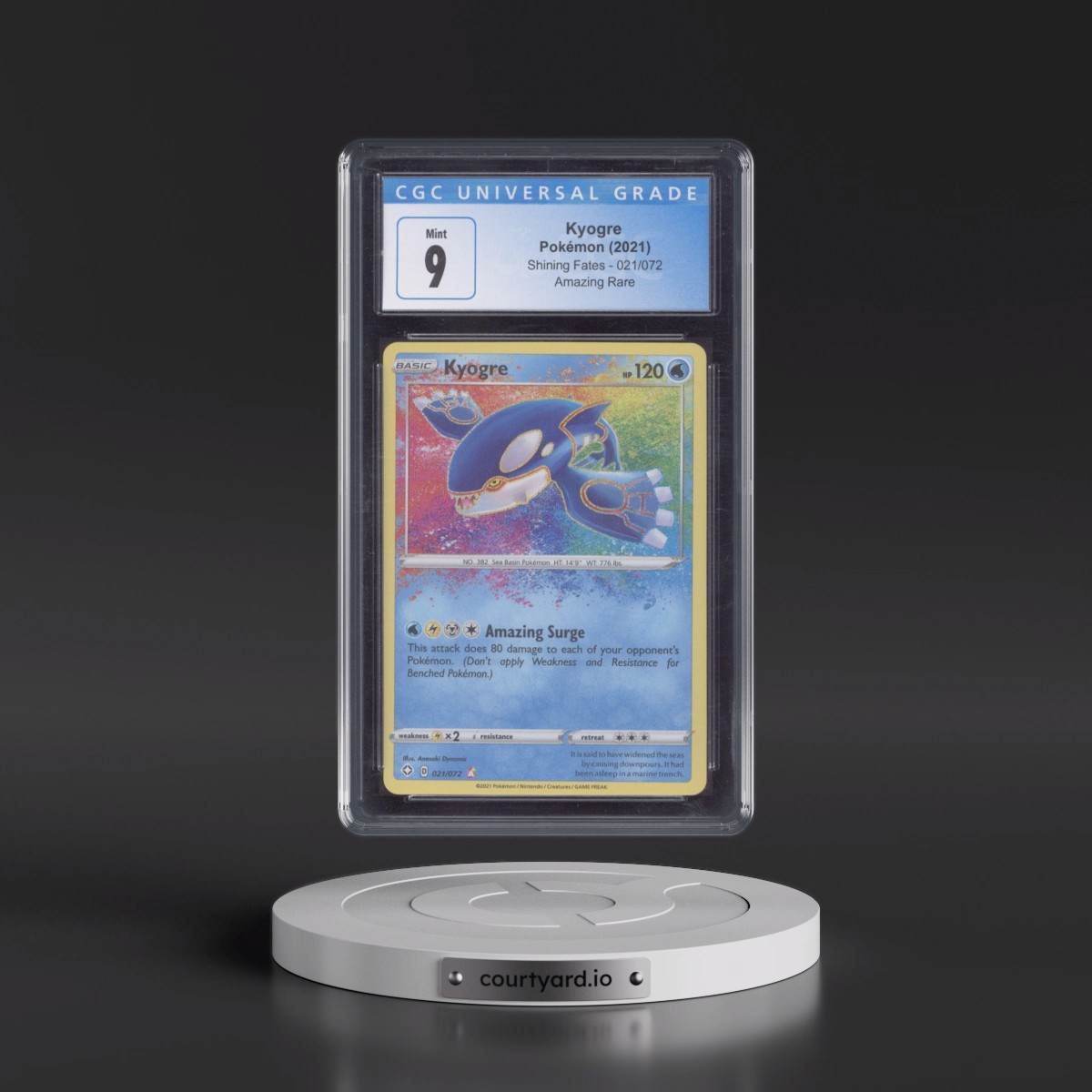 2021 Shining Fates #021/072 Kyogre - Amazing Rare Holo (CGC 9 MINT)