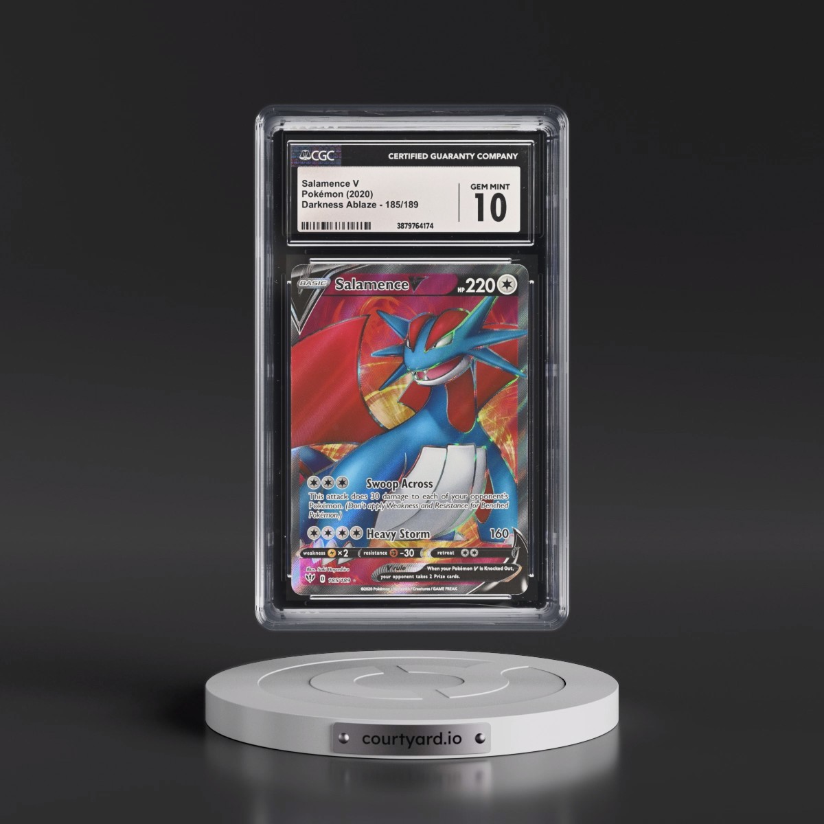 2020 Darkness Ablaze #185/189 Salamence V - Ultra Rare Holo (CGC 10 GEM MINT)