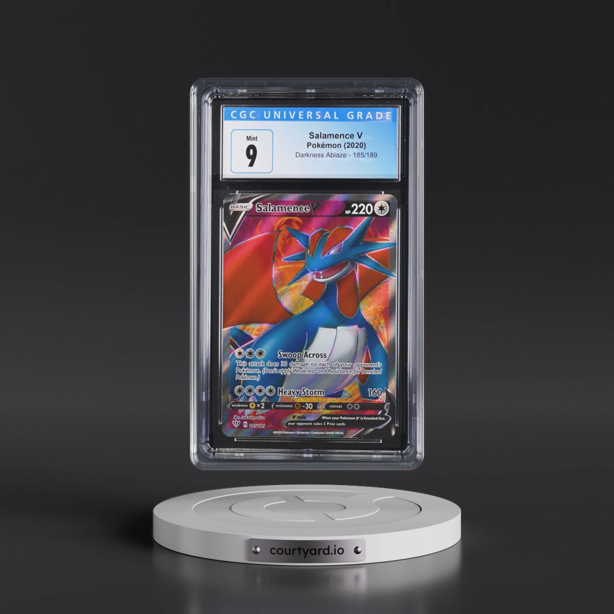 2020 Darkness Ablaze #185/189 Salamence V - Ultra Rare Holo (CGC 9 MINT)