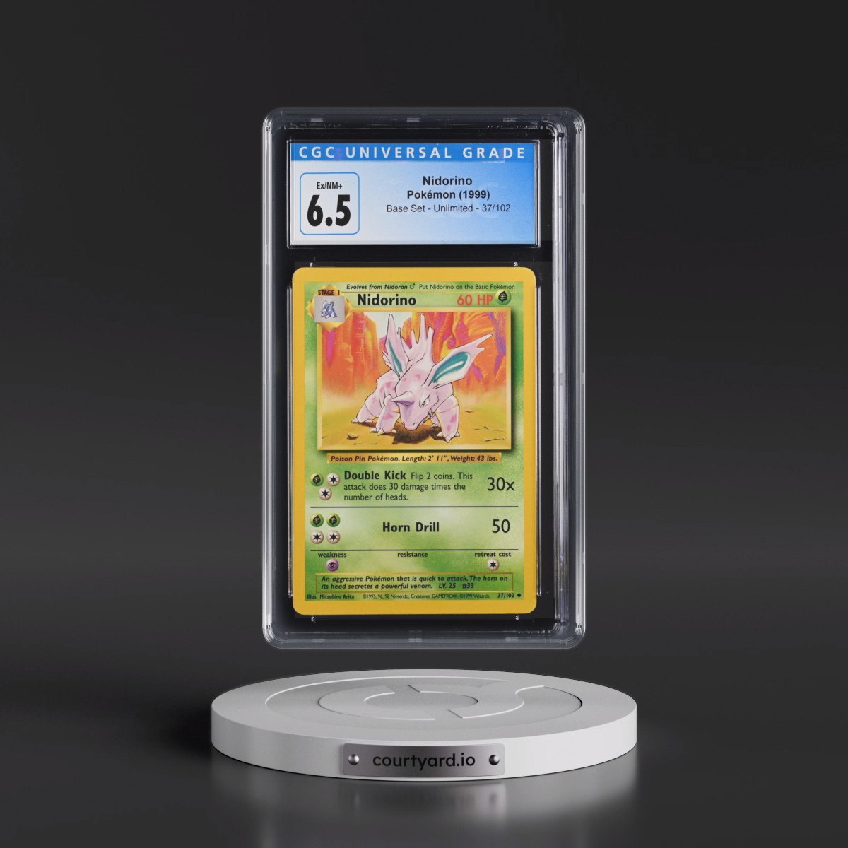 1999 Base Set #37/102 Nidorino (CGC 6.5 EX-NM+)