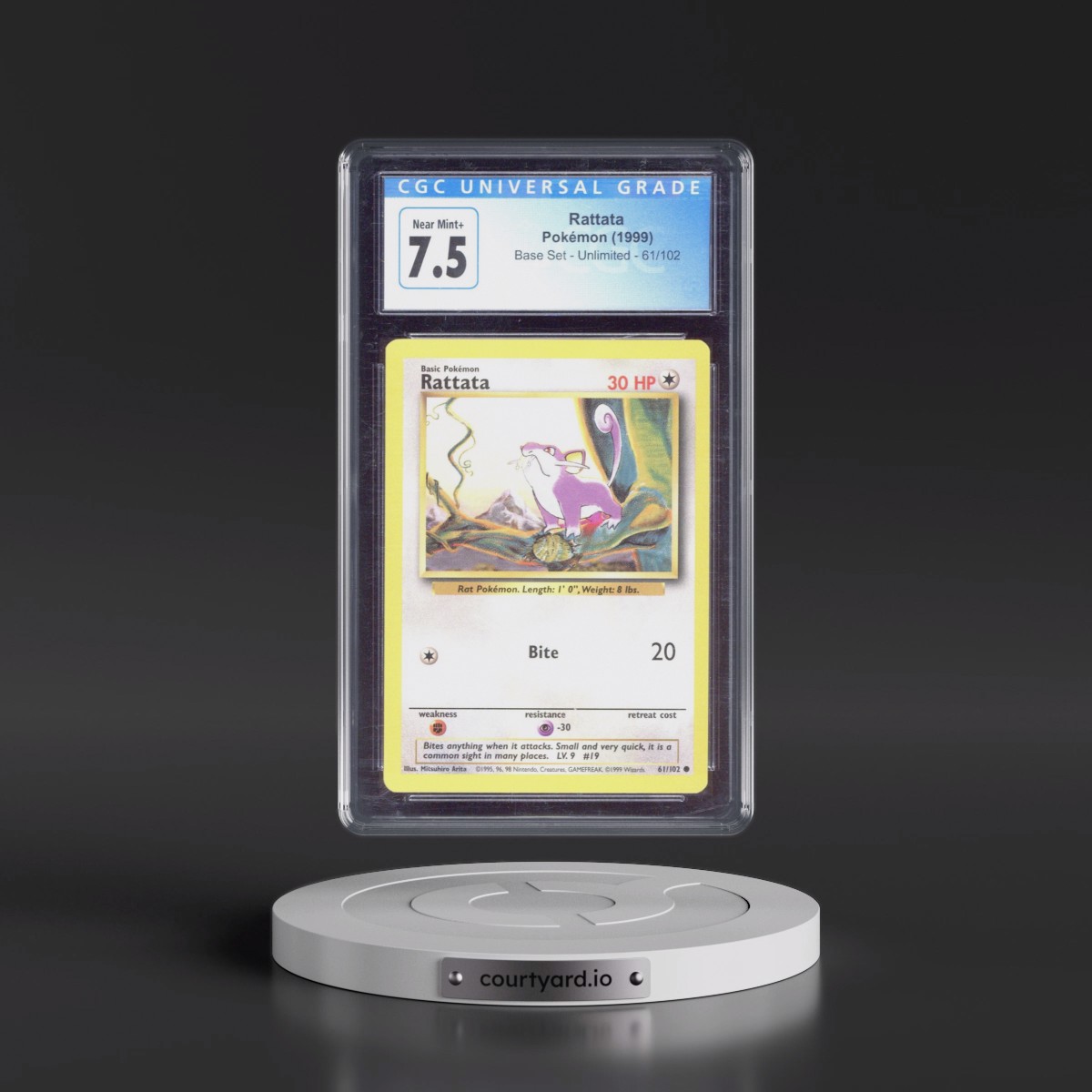 1999 Base Set #61/102 Rattata (CGC 7.5 NM+)