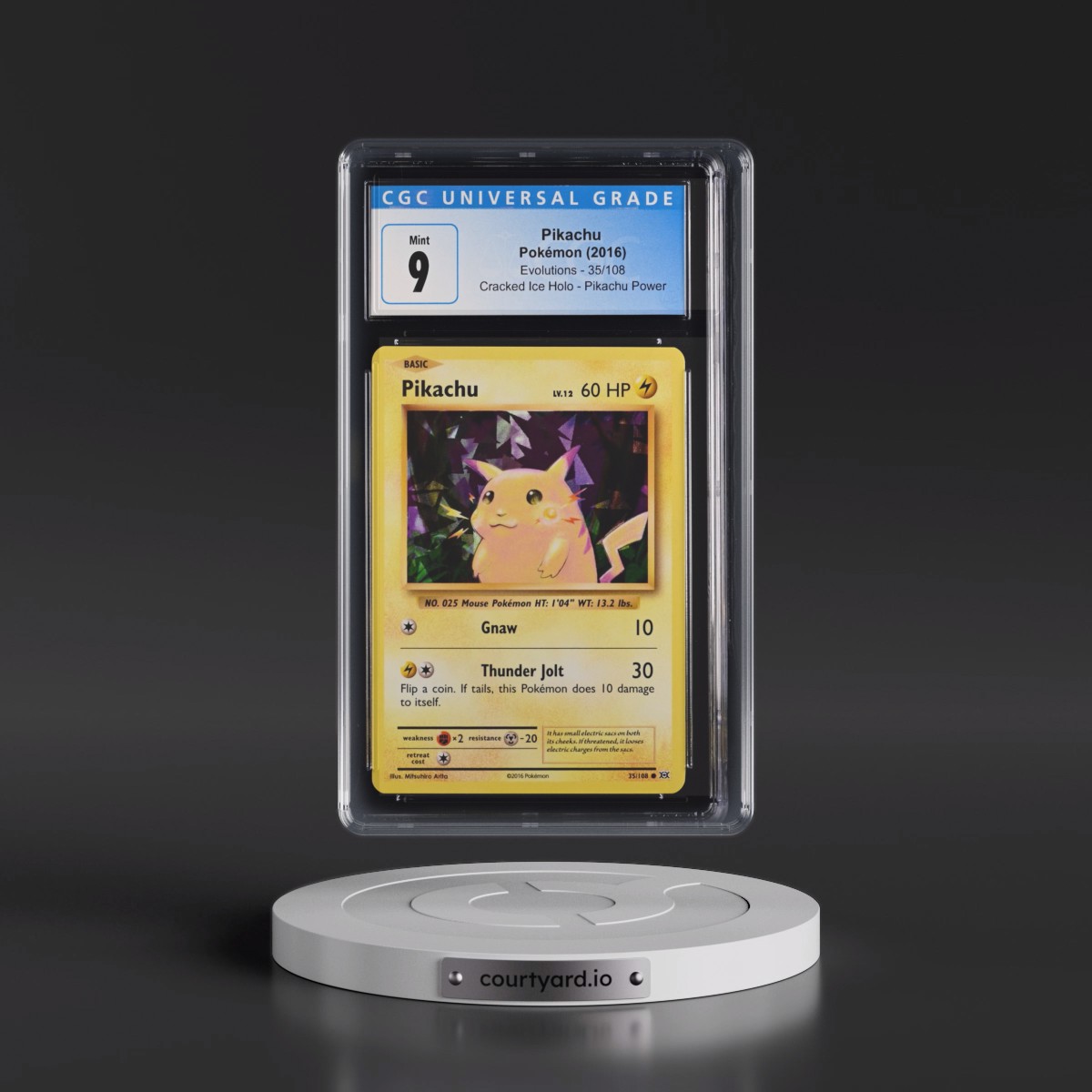 2016 Evolutions #35/108 Pikachu - Pikachu Power Deck (Cracked Ice Holo) (CGC 9 MINT)