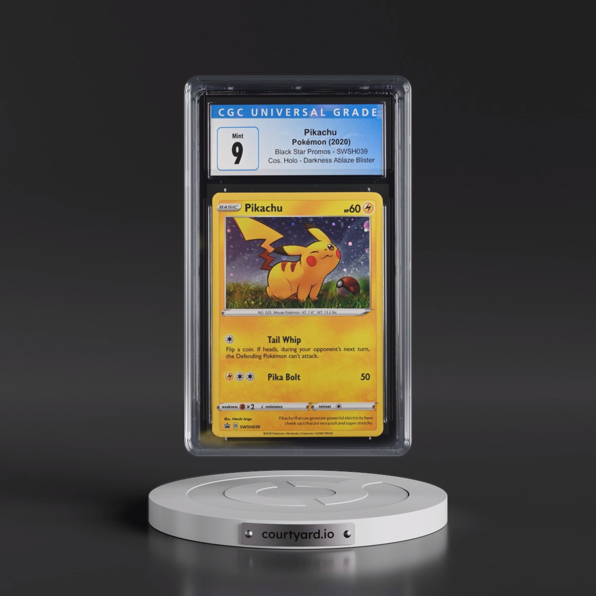 2017 Black Star Promos - Sword & Shield #SWSH039 Pikachu - Darkness Ablaze 1-Pack Blister (Cosmos Holo) (CGC 9 MINT)