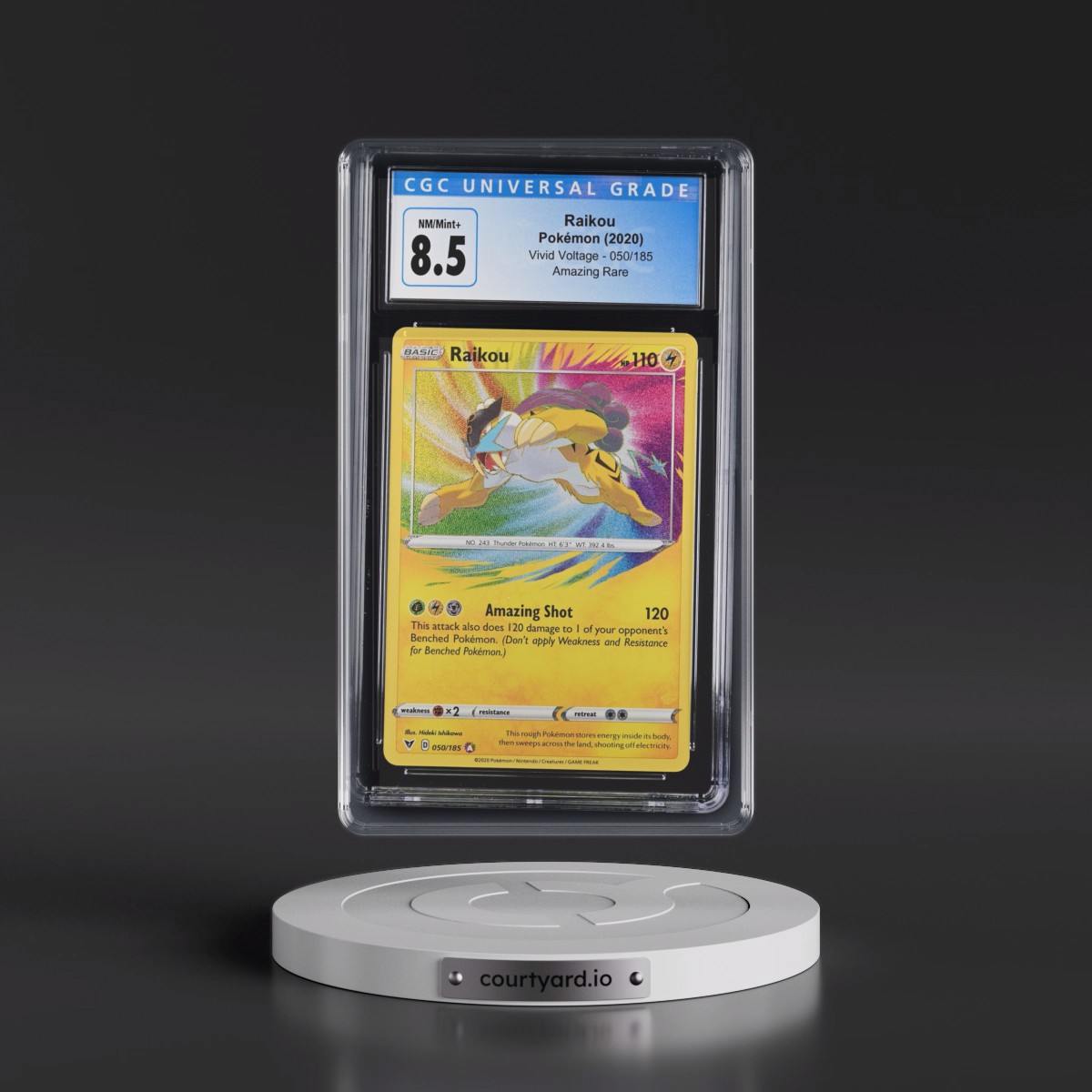 2020 Vivid Voltage #050/185 Raikou - Amazing Rare Holo (CGC 8.5 NM-MT+)