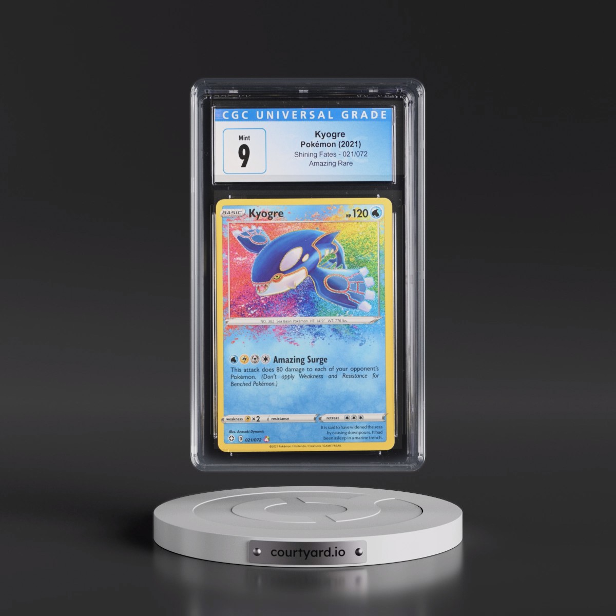 2021 Shining Fates #021/072 Kyogre - Amazing Rare Holo (CGC 9 MINT)