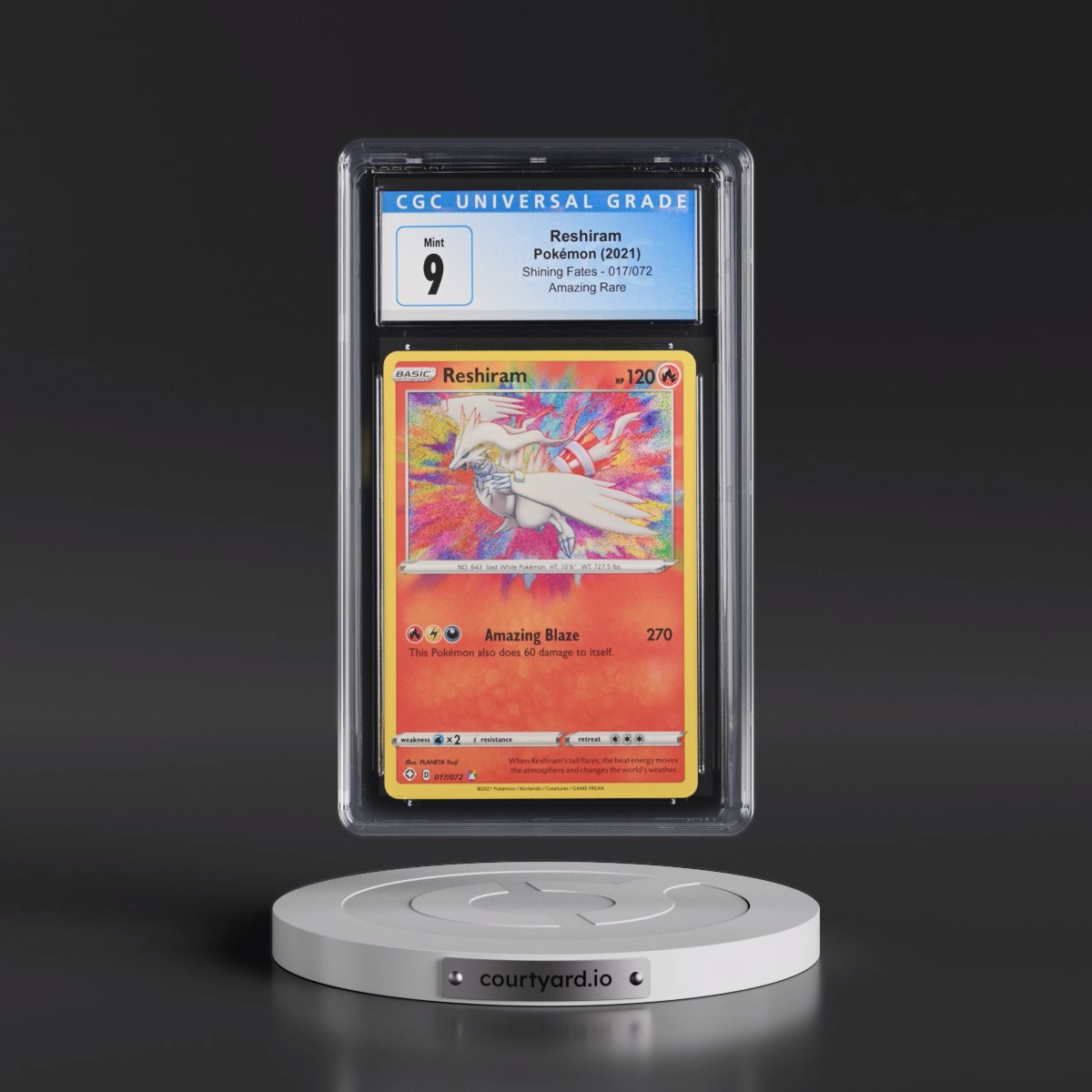 2021 Shining Fates #017/072 Reshiram - Amazing Rare Holo (CGC 9 MINT)