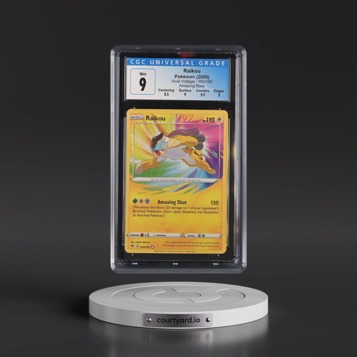 2020 Vivid Voltage #050/185 Raikou - Amazing Rare Holo (CGC 9 MINT)