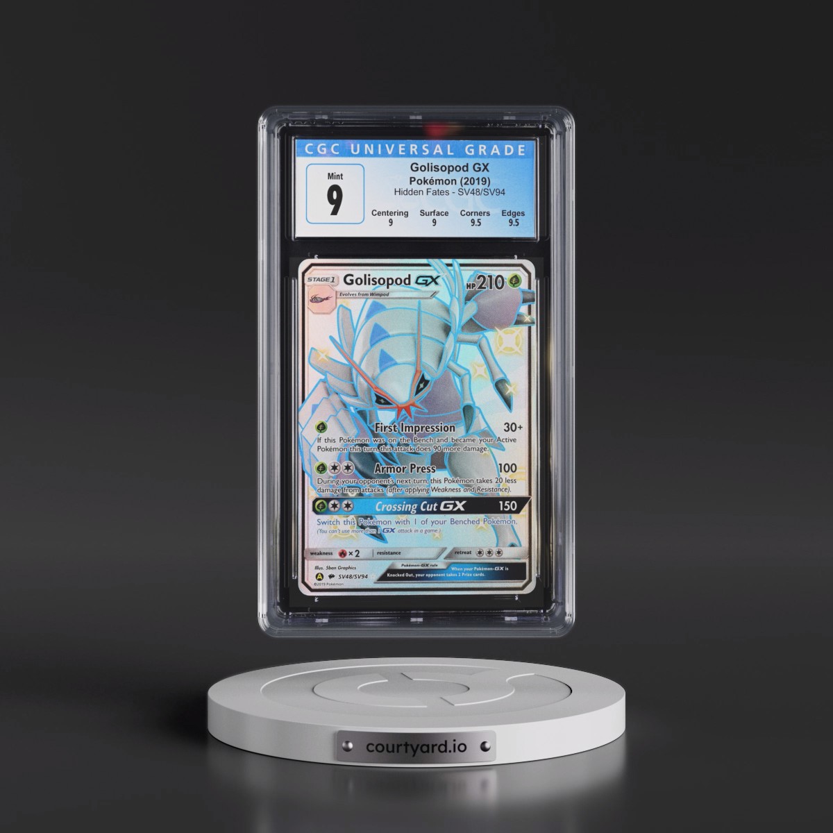 2019 Hidden Fates #SV48/SV94 Golisopod GX - Shiny Vault Holo (CGC 9 MINT)