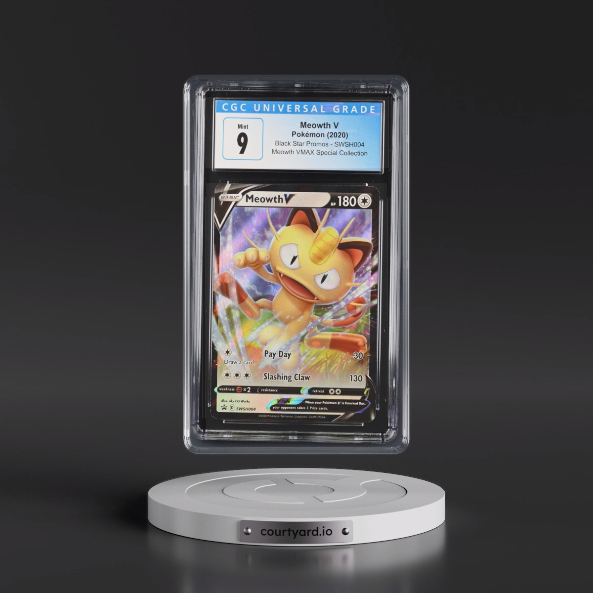 2017 Black Star Promos - Sword & Shield Meowth V - Holo Meowth VMAX Special Collection #SWSH004 CGC 9
