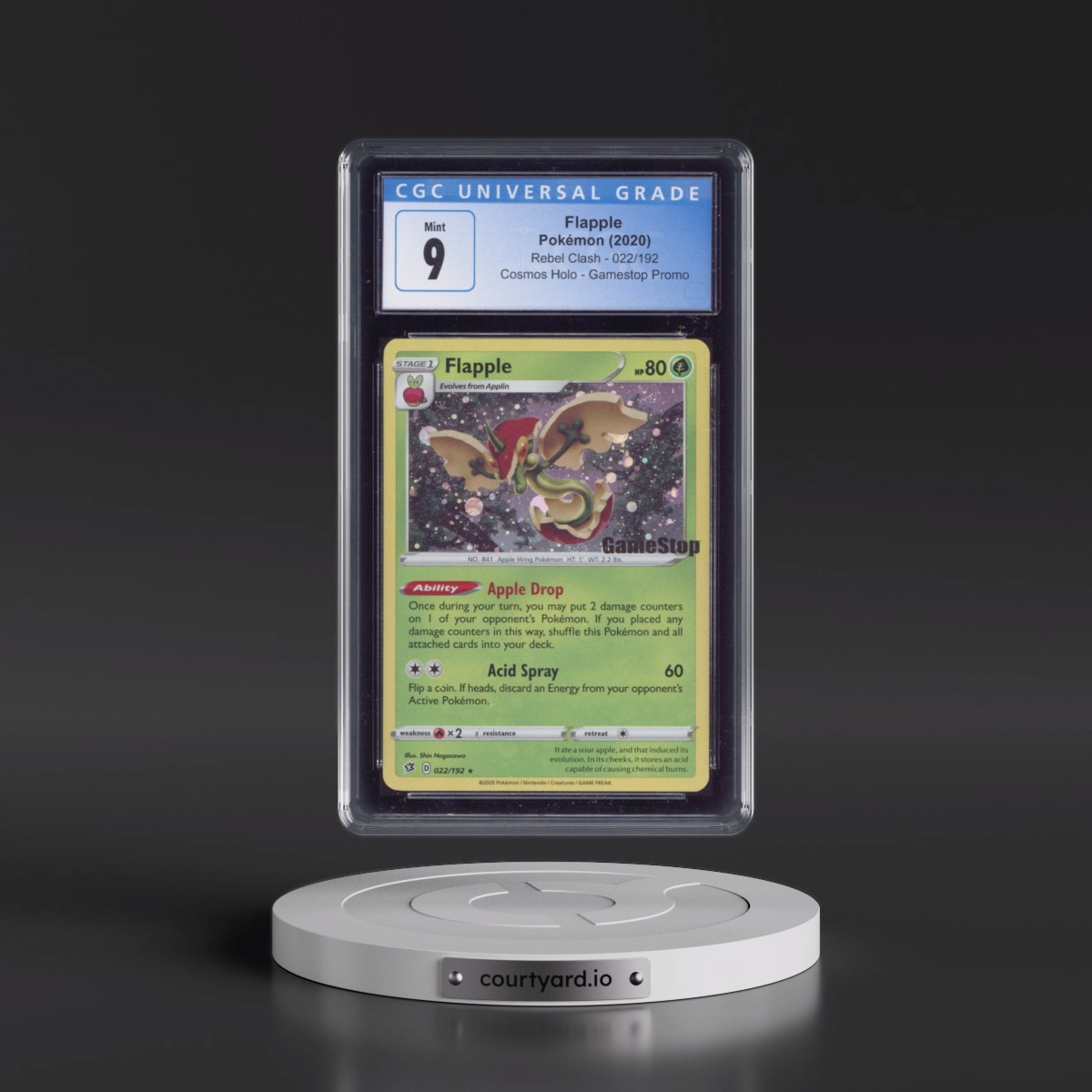 2020 Rebel Clash #022/192 Flapple - GameStop Promo (Cosmos Holo) (CGC 9 MINT)