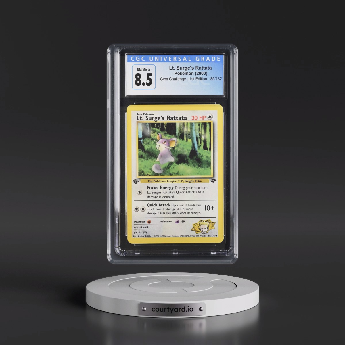 2000 Gym Challenge #85/132 Lt. Surge's Rattata - 1st Edition 1st Edition (CGC 8.5 NM-MT+)