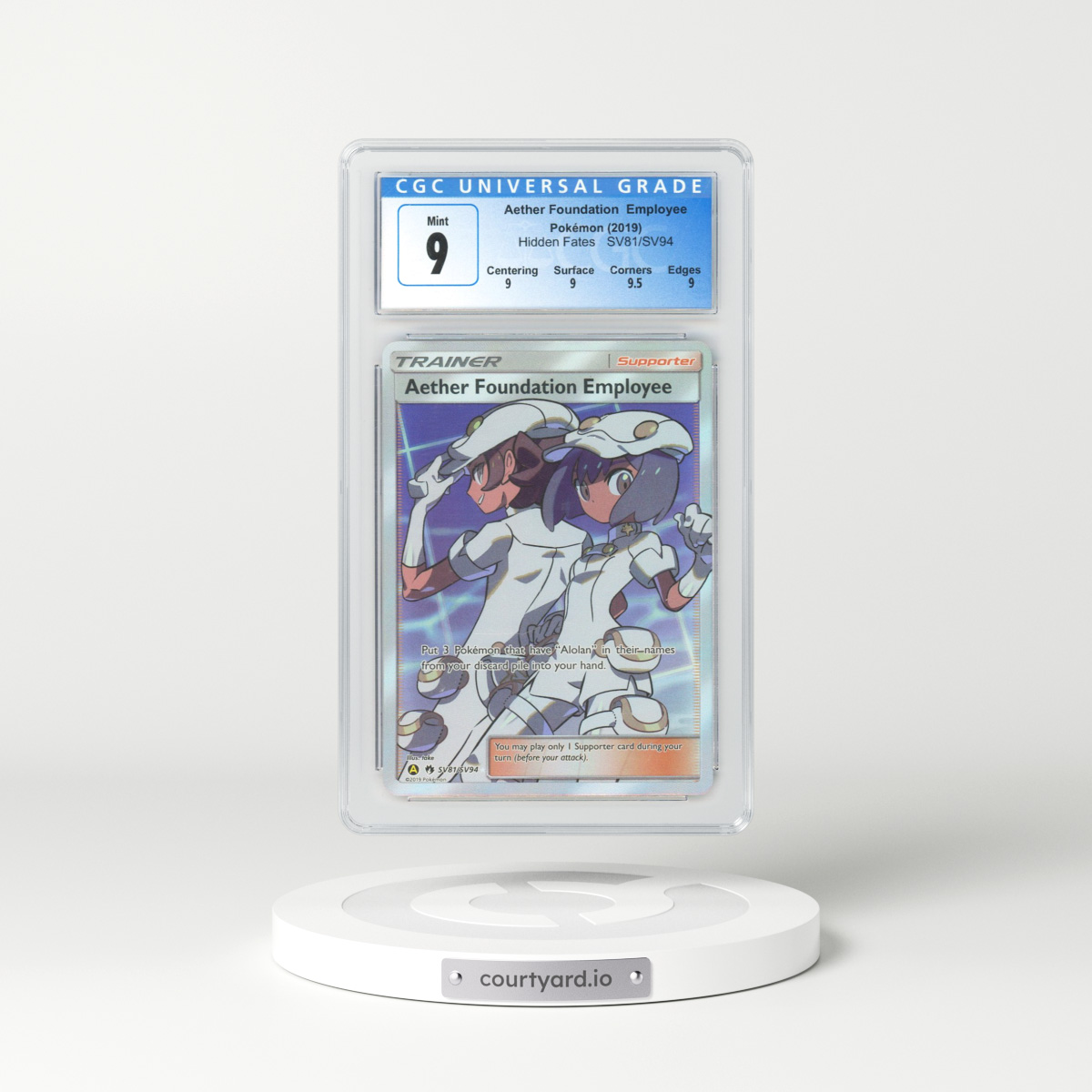 2019 Hidden Fates #SV81 Aether Foundation Employee - Full Art Holo (CGC 9 MINT)