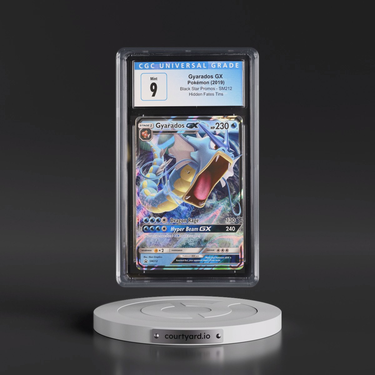 2016 Black Star Promos - Sun & Moon #SM212 Gyarados GX - Hidden Fates Tin (Holo) (CGC 9 MINT)