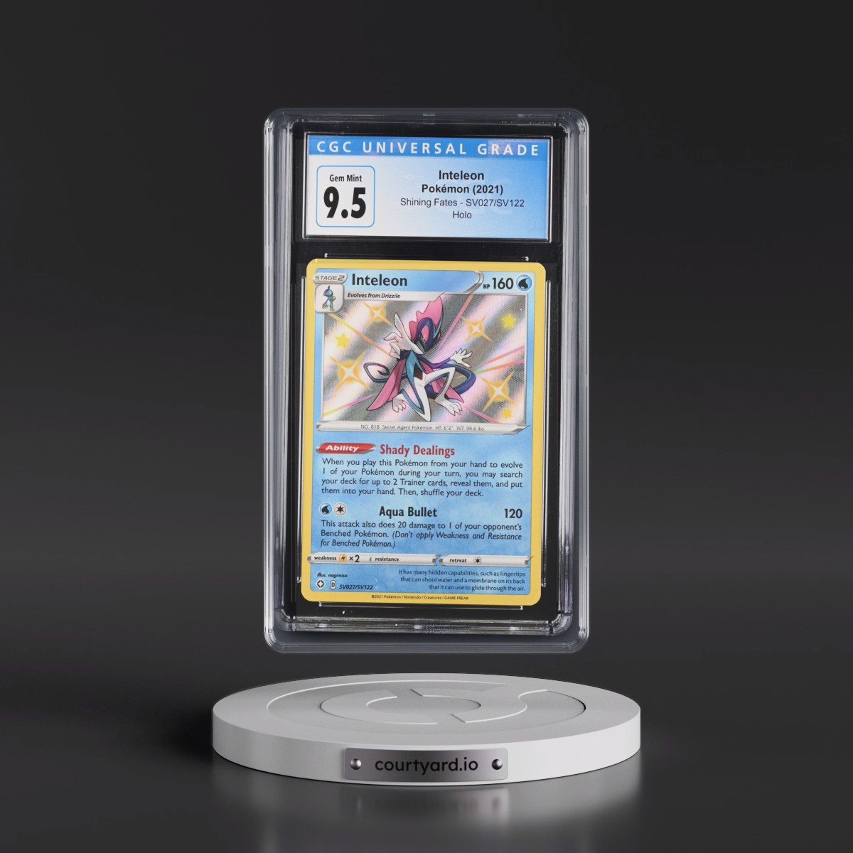 2021 Shining Fates #SV027/SV122 Inteleon - Shiny Vault Holo (CGC 10 GEM MINT)