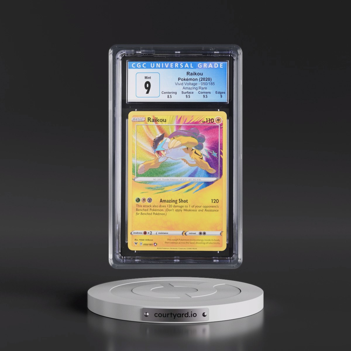 2020 Vivid Voltage #050/185 Raikou - Amazing Rare Holo (CGC 9 MINT)