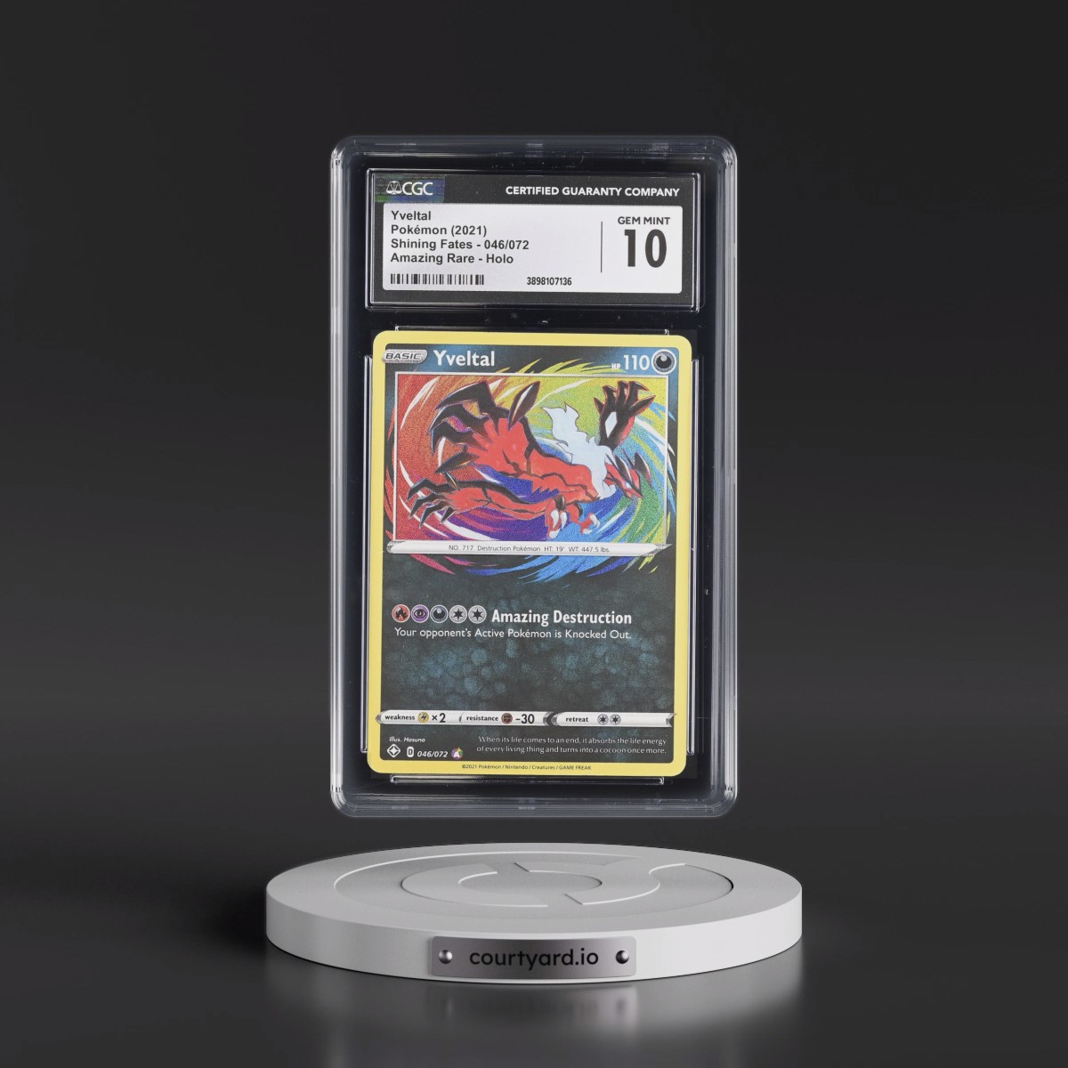 2021 Shining Fates #046/072 Yveltal - Amazing Rare Holo (CGC 10 GEM MINT)