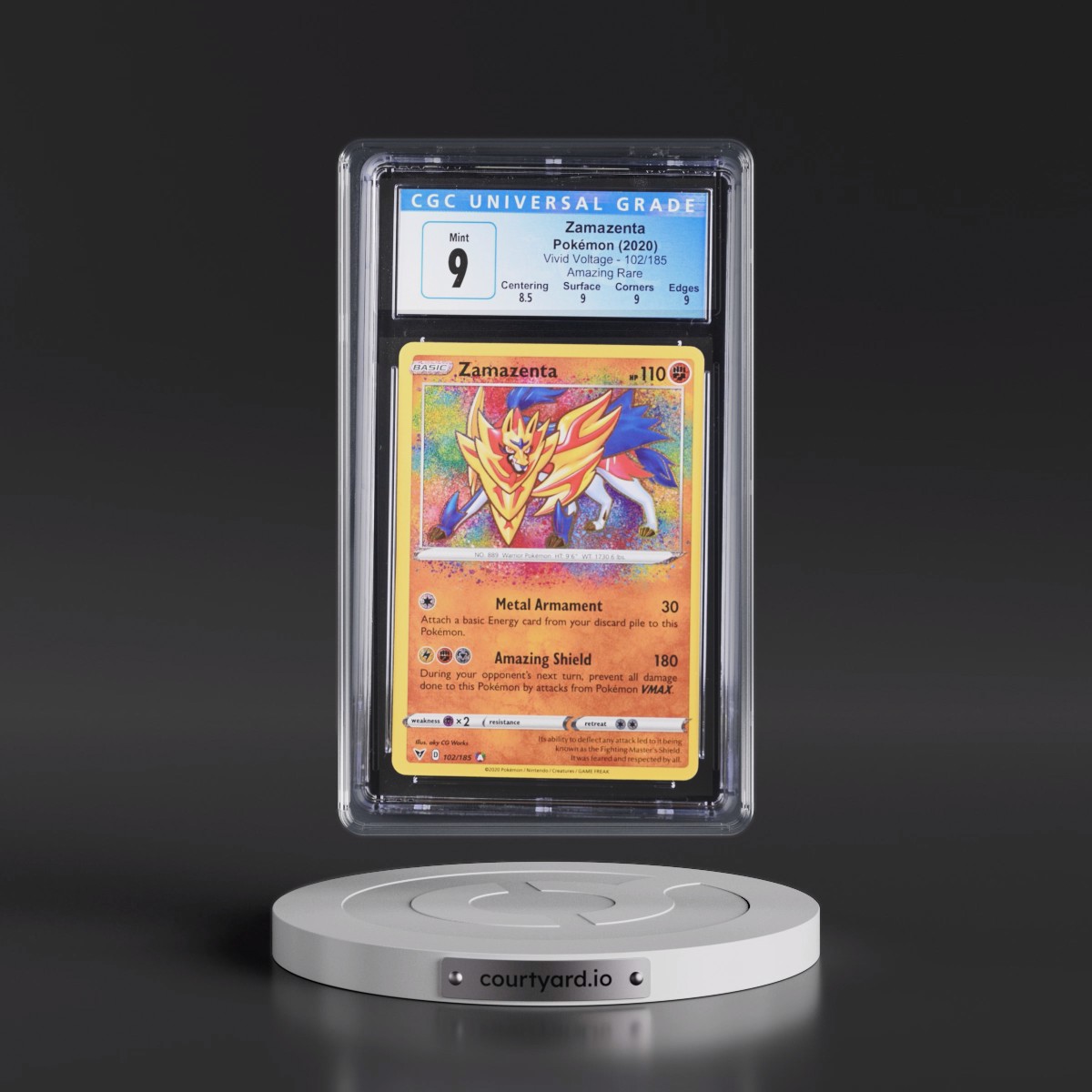 2020 Vivid Voltage #102/185 Zamazenta - Amazing Rare Holo (CGC 9 MINT)