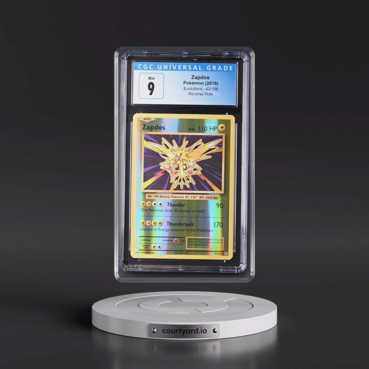 2016 Evolutions #42/108 Zapdos - Reverse Holo (CGC 9 MINT)