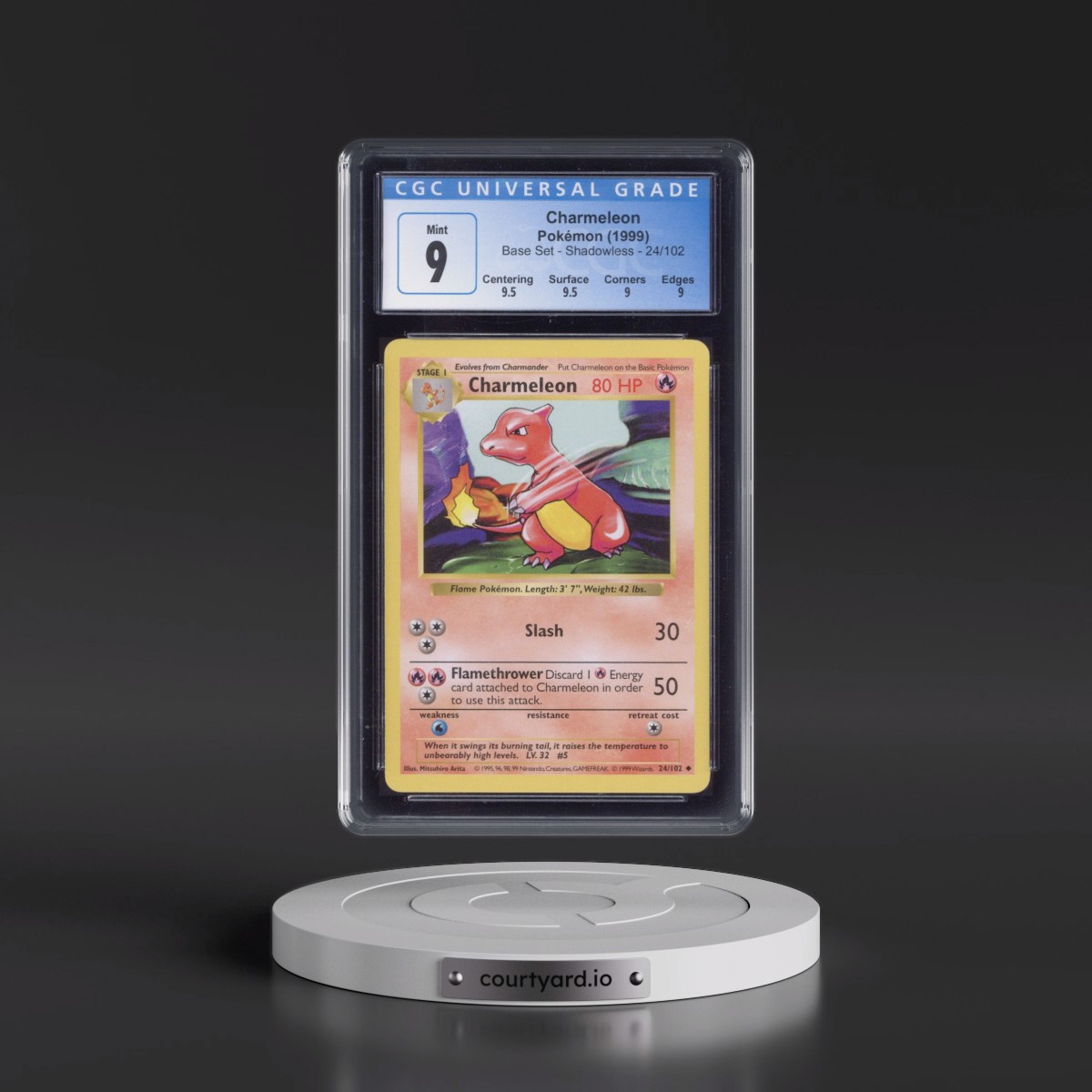 1999 Base Set #24/102 Charmeleon - Shadowless Shadowless (CGC 9 MINT)