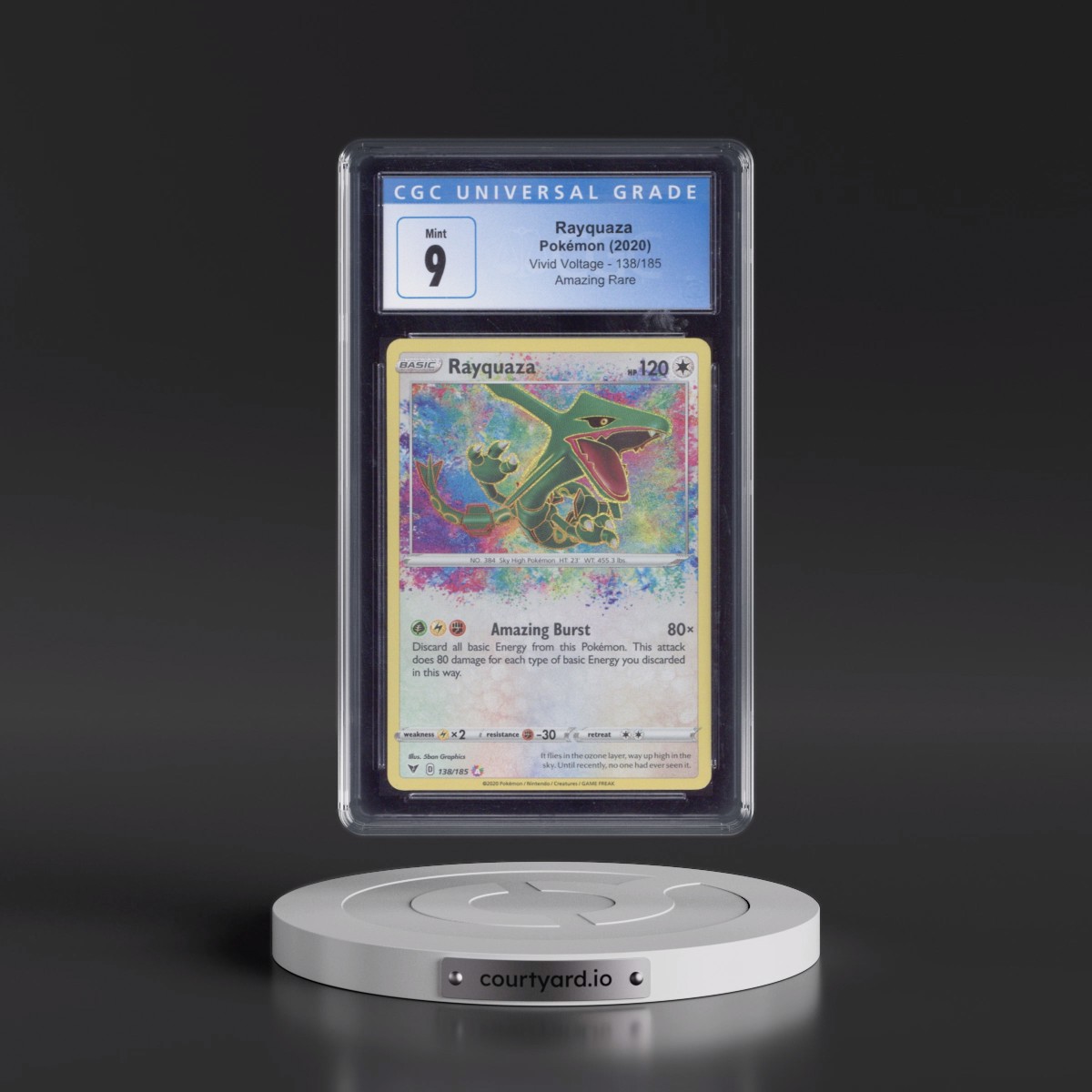 2020 Vivid Voltage #138/185 Rayquaza - Amazing Rare Holo (CGC 9 MINT)