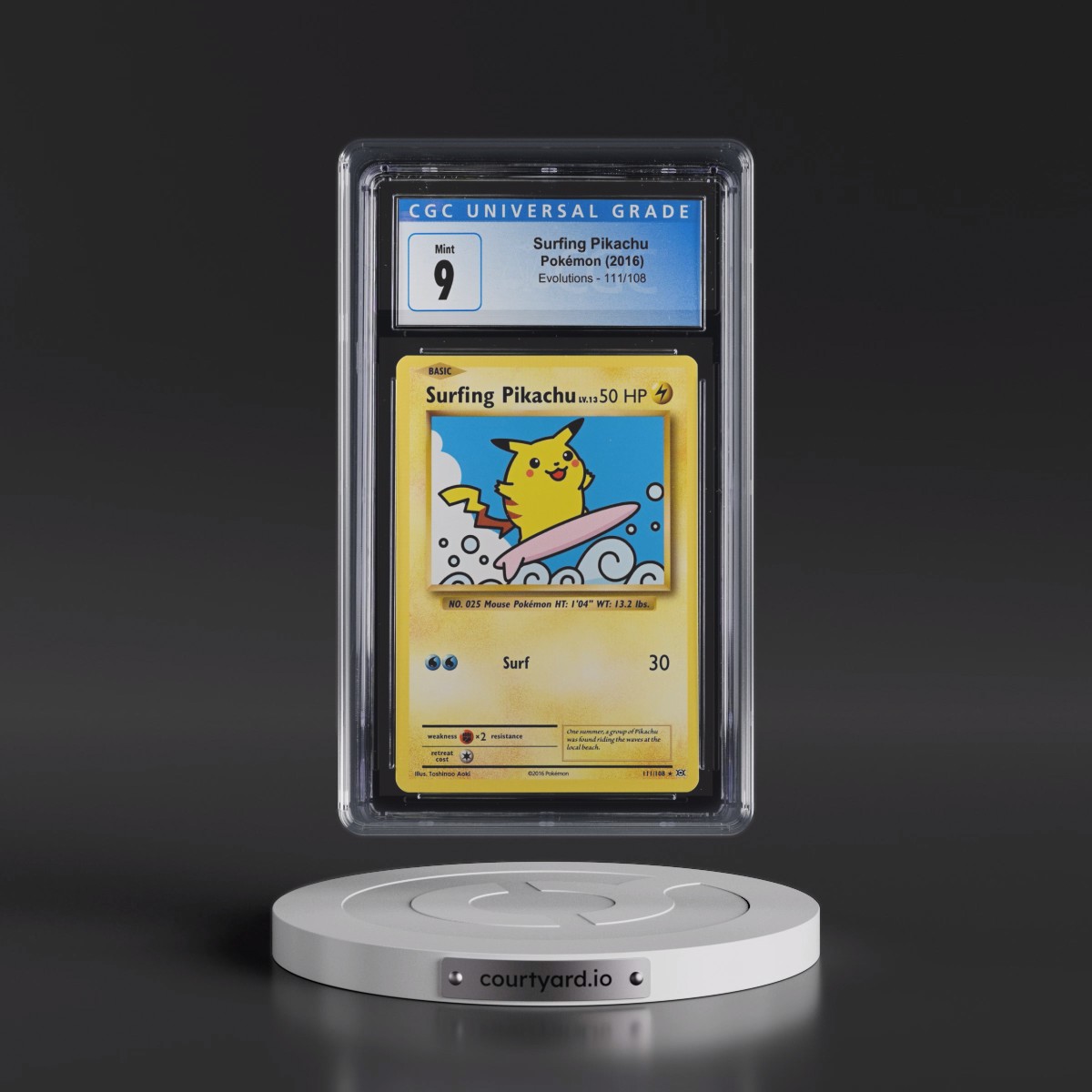 2016 Evolutions #111/108 Surfing Pikachu - Secret Rare (CGC 9 MINT)