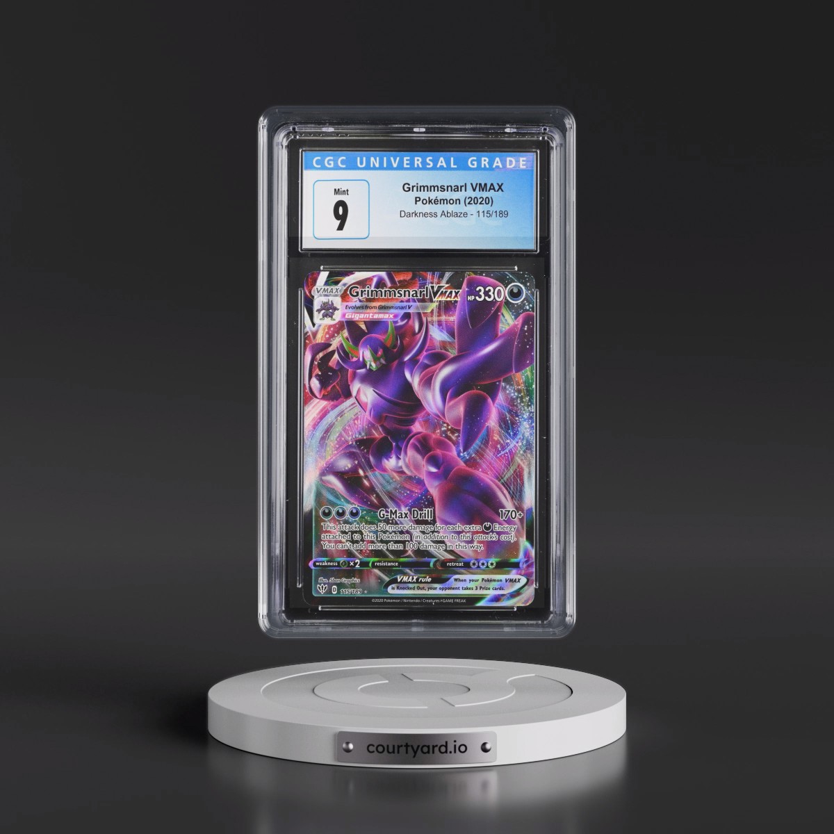 2020 Darkness Ablaze #115/189 Grimmsnarl VMAX - Holo (CGC 9 MINT)