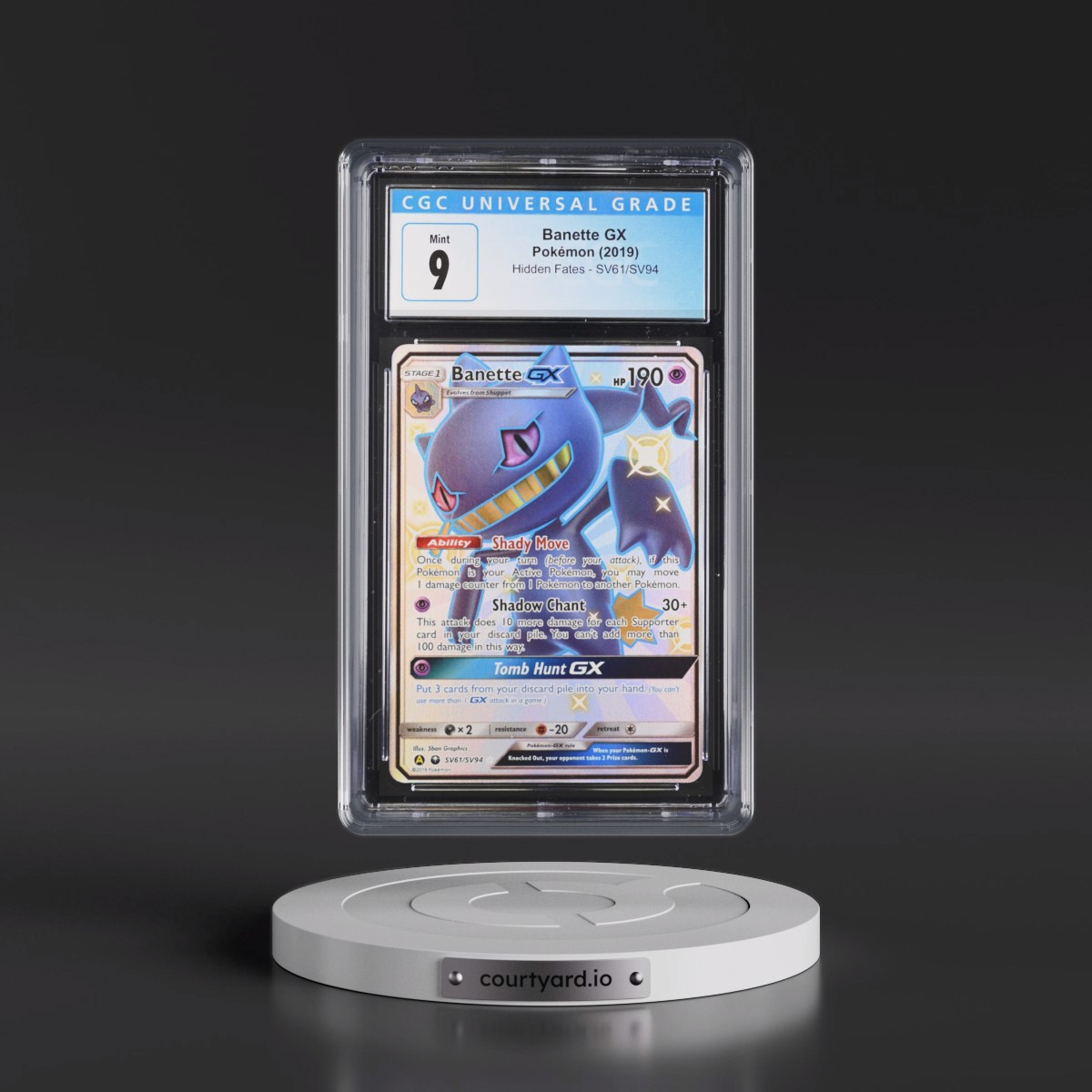 2019 Hidden Fates #SV61/SV94 Banette GX - Shiny Vault Holo (CGC 9 MINT)