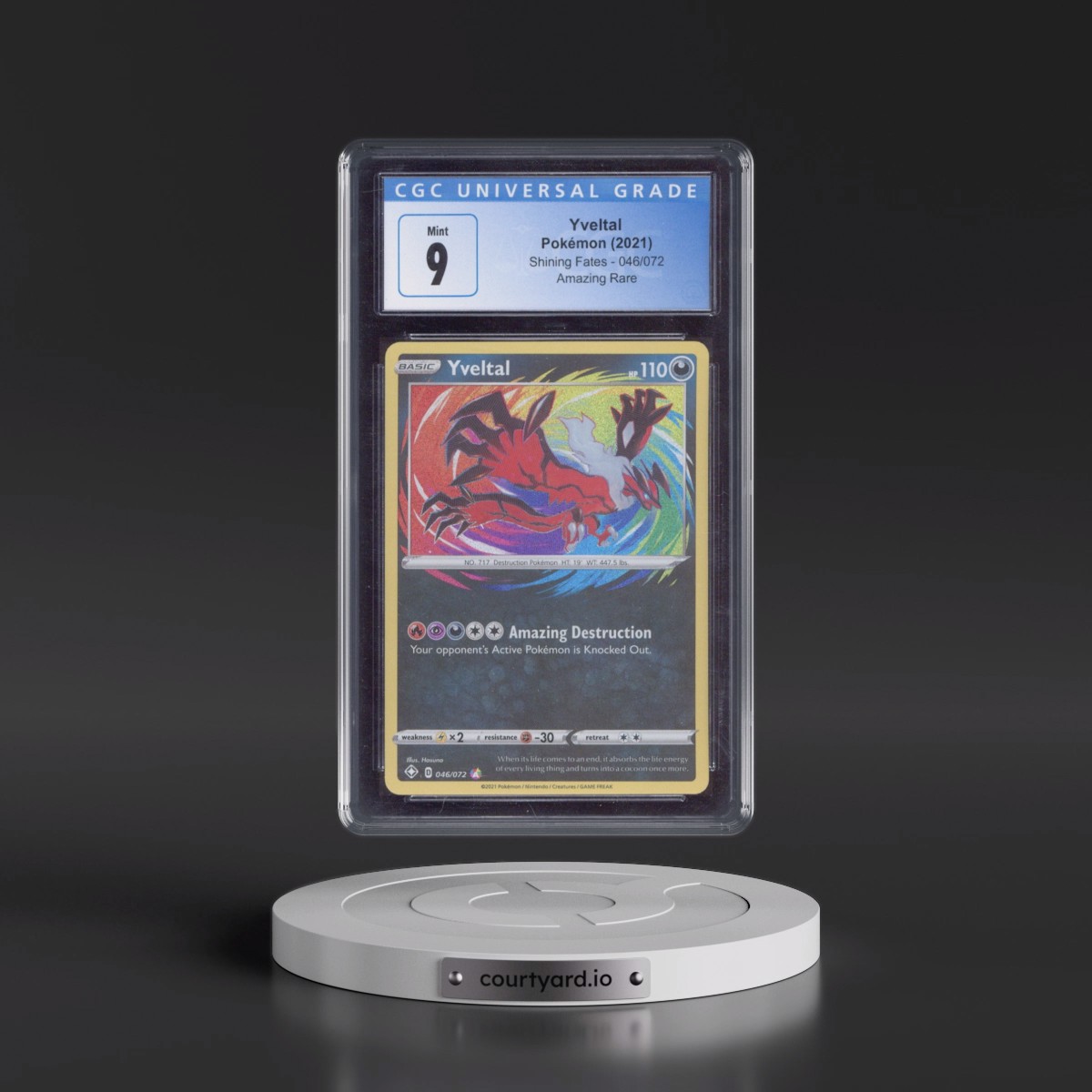 2021 Shining Fates #046/072 Yveltal - Amazing Rare Holo (CGC 9 MINT)