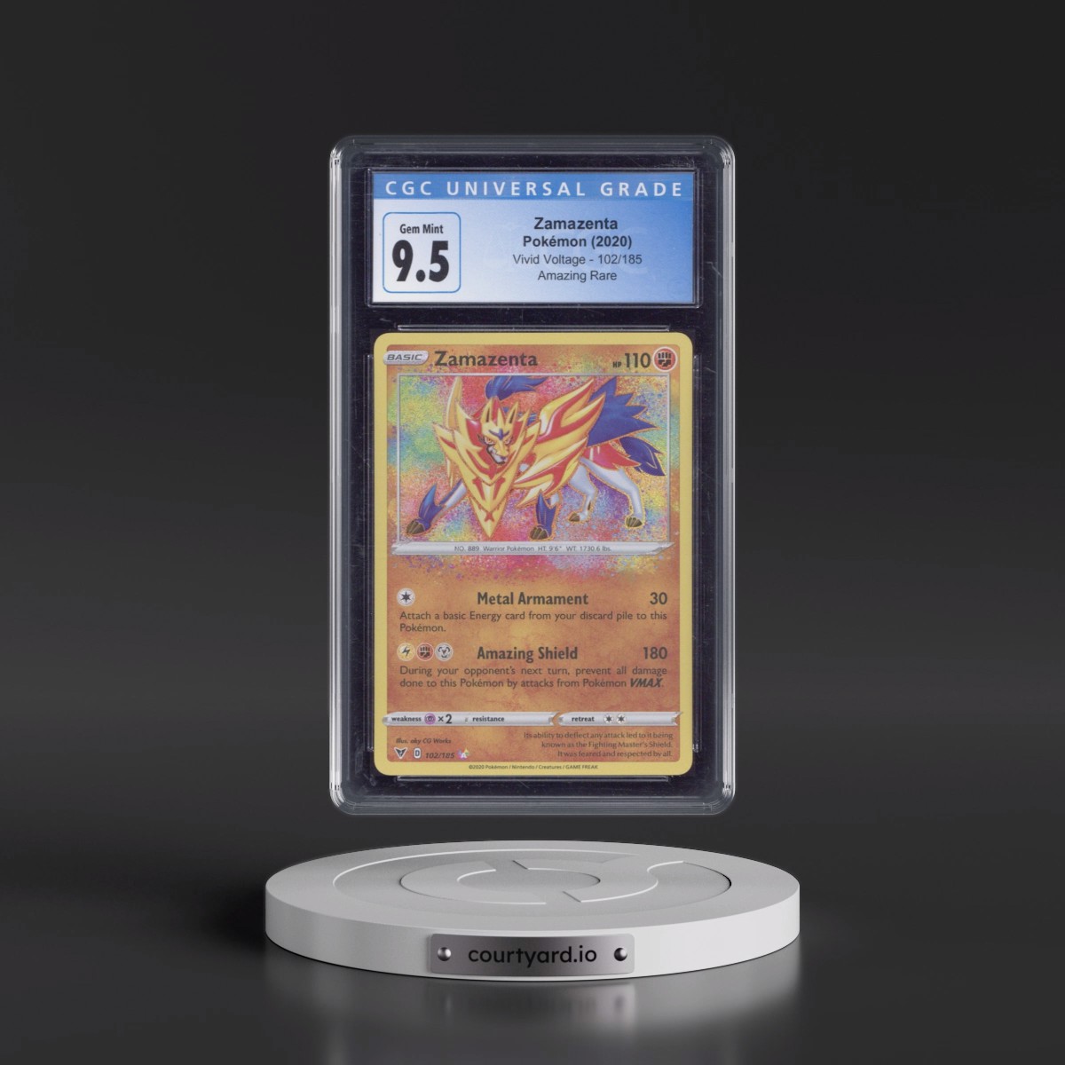2020 Vivid Voltage #102/185 Zamazenta - Amazing Rare Holo (CGC 10 GEM MINT)
