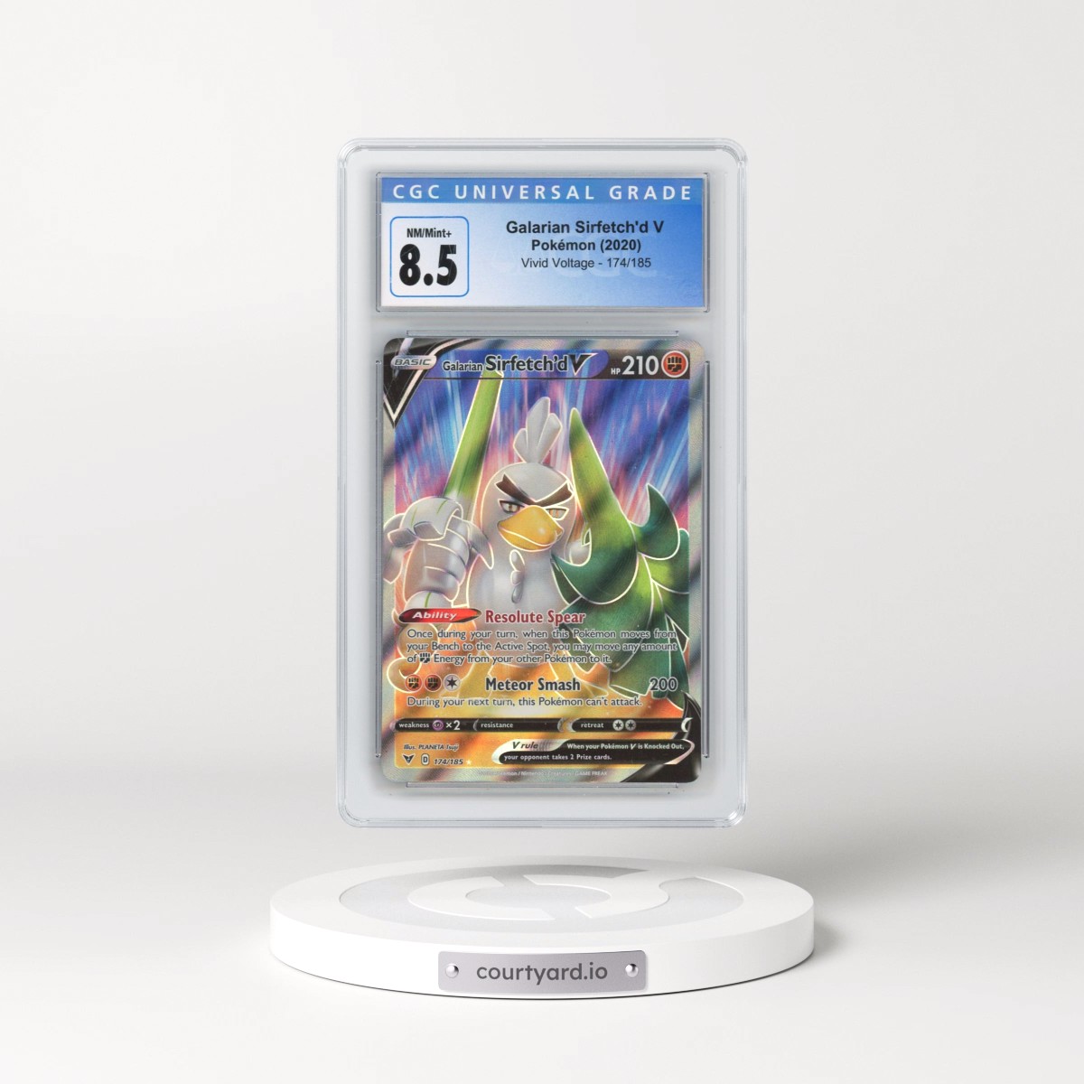 2020 Vivid Voltage #174/185 Galarian Sirfetch'd V - Ultra Rare Holo (CGC 8.5 NM-MT+)