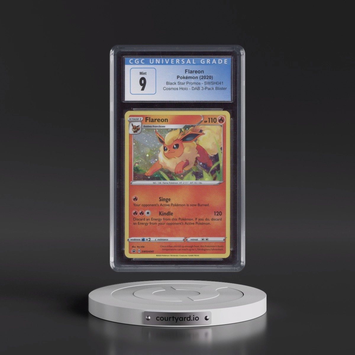 2017 Black Star Promos - Sword & Shield Flareon - Darkness Ablaze 3-Pack Blister (Cosmos Holo) #SWSH041 CGC 9