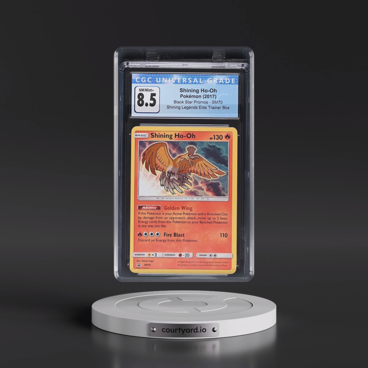 2016 Black Star Promos - Sun & Moon #SM70 Shining Ho-Oh - Holo Shining Legends Elite Trainer Box (CGC 8.5 NM-MT+)