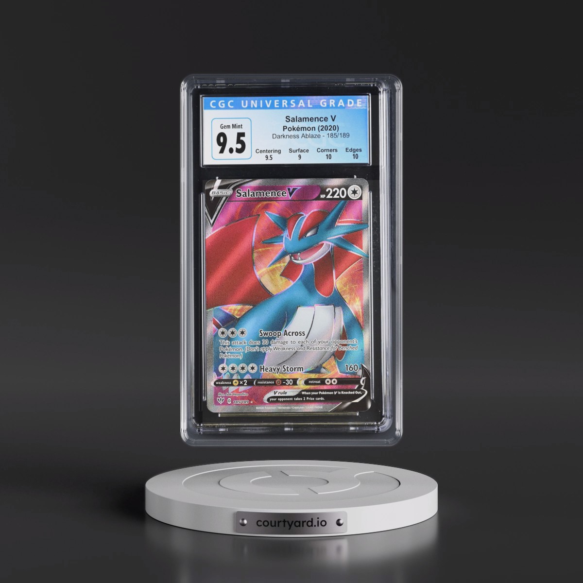 2020 Darkness Ablaze #185/189 Salamence V - Ultra Rare Holo (CGC 10 GEM MINT)