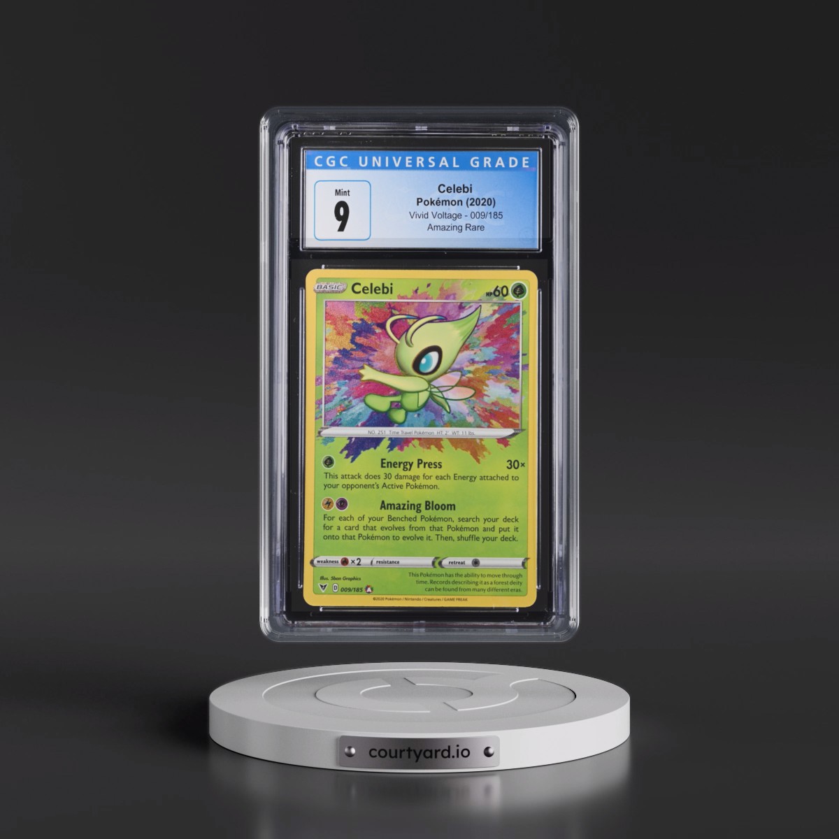 2020 Vivid Voltage #009/185 Celebi - Amazing Rare Holo (CGC 9 MINT)