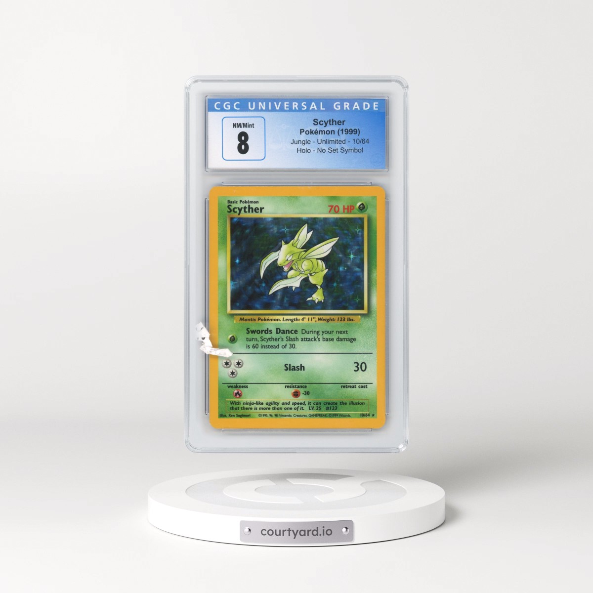 1999 Jungle #10/64 Scyther - No Set Symbol Holo (CGC 8 NM-MT)