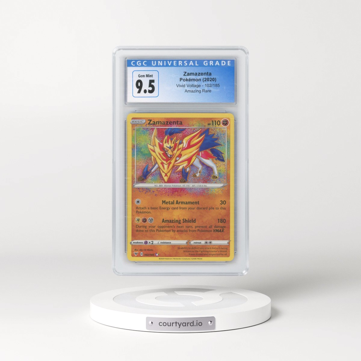 2020 Vivid Voltage #102/185 Zamazenta - Amazing Rare Holo (CGC 10 GEM MINT)
