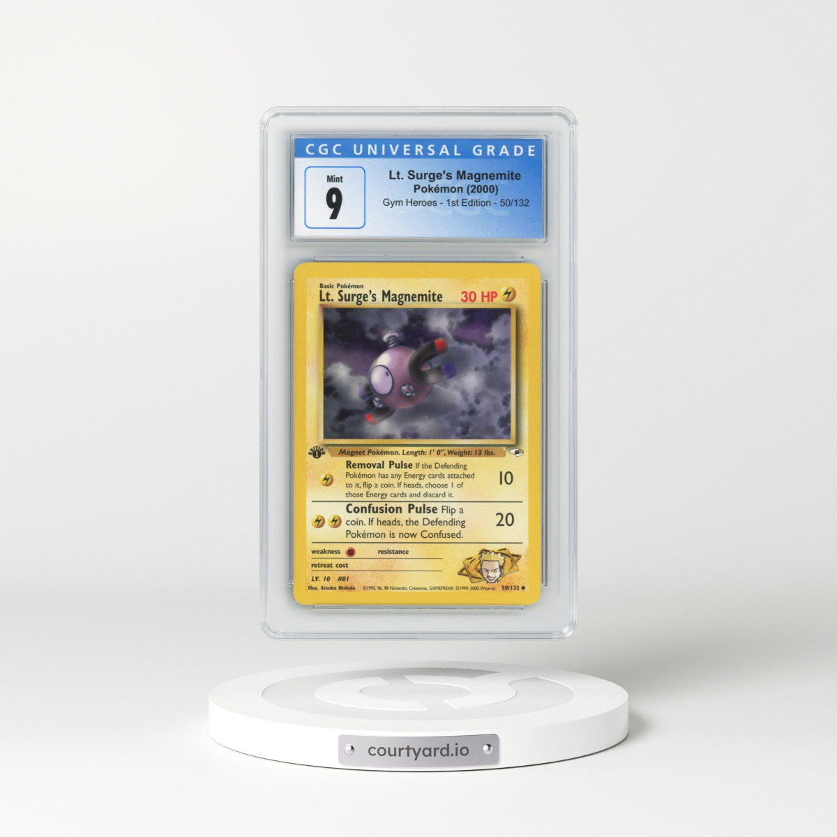 2000 Gym Heroes #50/132 Lt. Surge's Magnemite - 1st Edition 1st Edition (CGC 9 MINT)