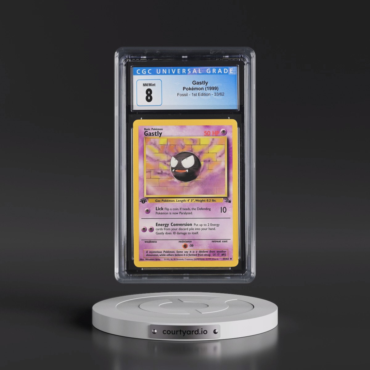 1999 Fossil #33/62 Gastly - 1st Edition 1st Edition (CGC 8 NM-MT)
